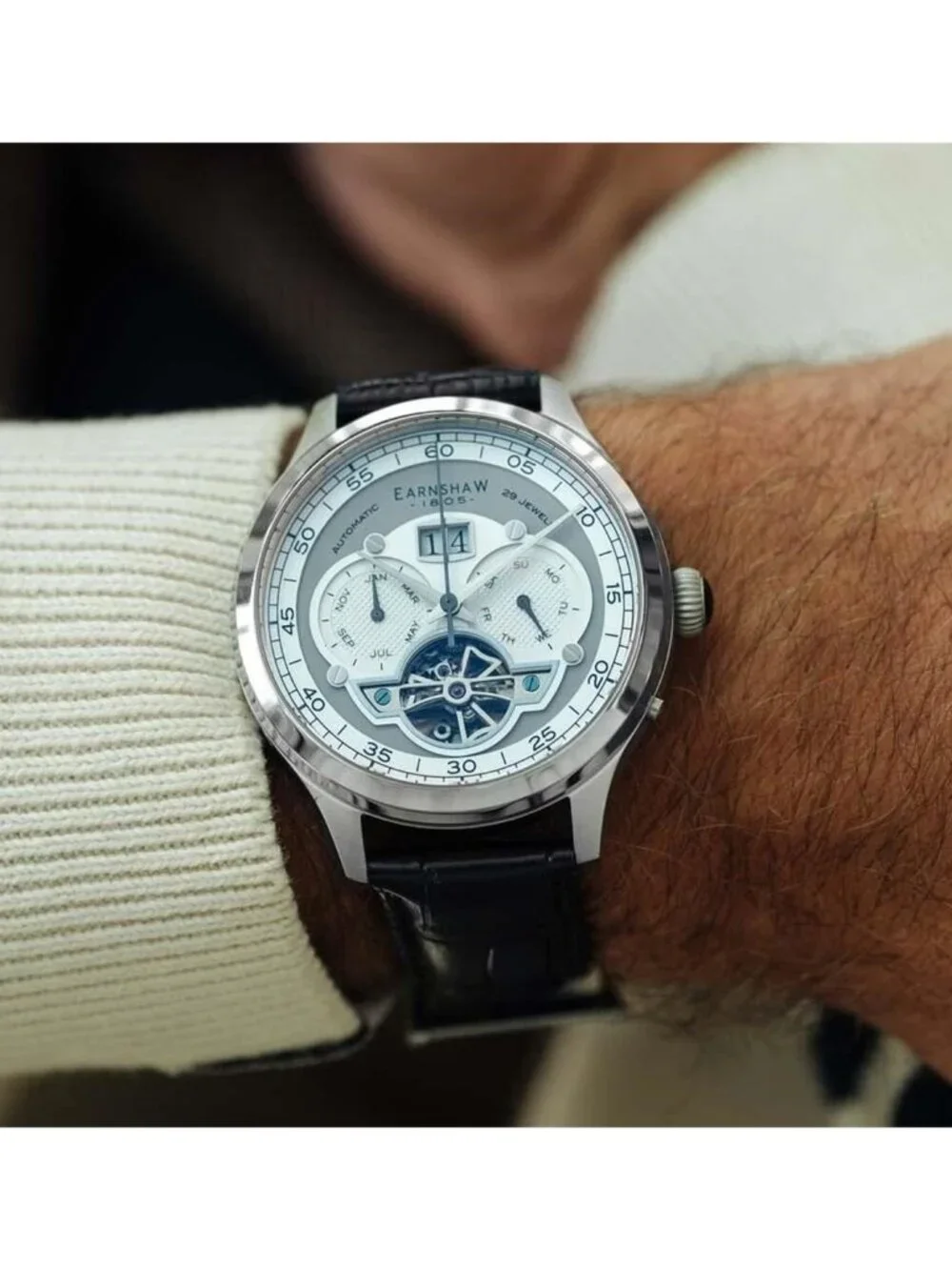 NWT Thomas Earnshaw Baron Chronograph Automatic Grey Dial Men's Watch